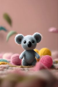 Preview wallpaper toy, koala, balls, knitting