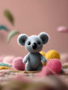 Preview wallpaper toy, koala, balls, knitting