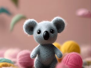 Preview wallpaper toy, koala, balls, knitting