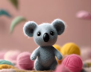 Preview wallpaper toy, koala, balls, knitting