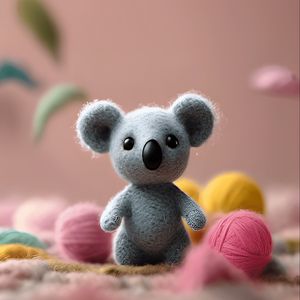 Preview wallpaper toy, koala, balls, knitting