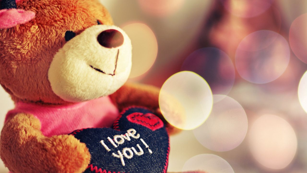 Wallpaper toy, soft, bear, heart, love, glare