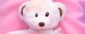 Preview wallpaper toy, teddy bear, thermometer, bed, disease