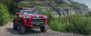 Preview wallpaper toyota 4runner, toyota, car, red, rocks