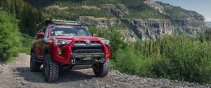 Preview wallpaper toyota 4runner, toyota, car, red, rocks