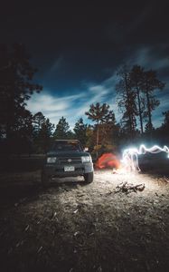 Preview wallpaper toyota, car, freezelight, camping, night