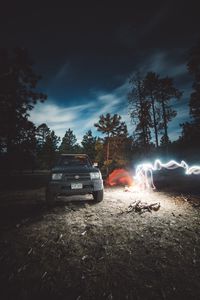 Preview wallpaper toyota, car, freezelight, camping, night