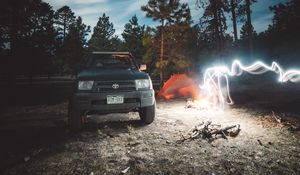 Preview wallpaper toyota, car, freezelight, camping, night