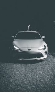 Preview wallpaper toyota, car, headlights, front view, bw