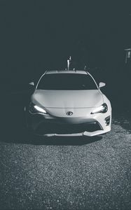 Preview wallpaper toyota, car, headlights, front view, bw