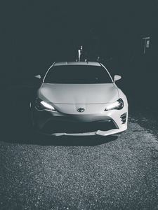 Preview wallpaper toyota, car, headlights, front view, bw