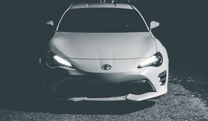 Preview wallpaper toyota, car, headlights, front view, bw