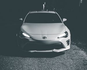 Preview wallpaper toyota, car, headlights, front view, bw