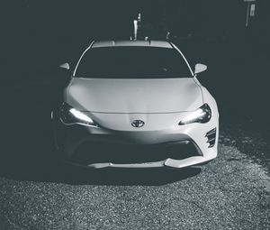 Preview wallpaper toyota, car, headlights, front view, bw