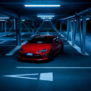 Preview wallpaper toyota, car, sports car, parking, red