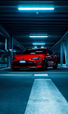 240x400 Wallpaper toyota, car, sports car, front view, red