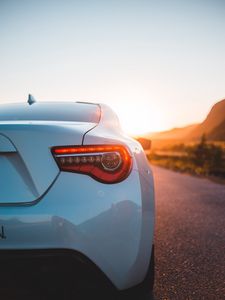 Preview wallpaper toyota, car, sports car, headlight, rear view, white