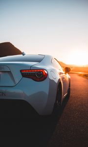 Preview wallpaper toyota, car, sports car, rear view, white, sunset