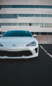 Preview wallpaper toyota, car, sports car, front view, white, headlights