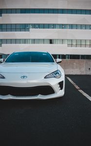 Preview wallpaper toyota, car, sports car, front view, white, headlights