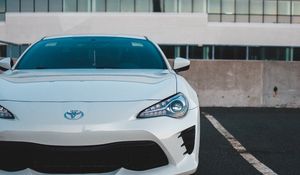 Preview wallpaper toyota, car, sports car, front view, white, headlights