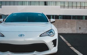 Preview wallpaper toyota, car, sports car, front view, white, headlights