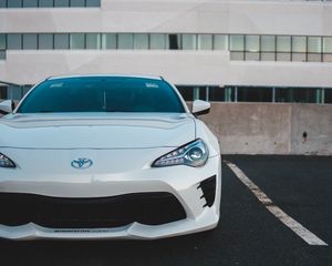 Preview wallpaper toyota, car, sports car, front view, white, headlights