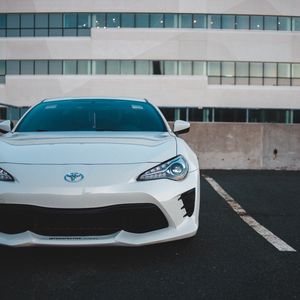 Preview wallpaper toyota, car, sports car, front view, white, headlights