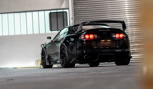 Preview wallpaper toyota, car, sports car, black, rear view