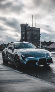 Preview wallpaper toyota, car, supercar, sports car, gray, wet