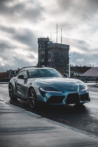 Preview wallpaper toyota, car, supercar, sports car, gray, wet