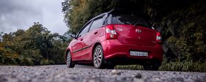 Preview wallpaper toyota etios, toyota, car, rear view, red