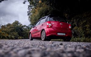 Preview wallpaper toyota etios, toyota, car, rear view, red