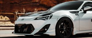 Preview wallpaper toyota gt86, toyota, car, white, road, rocks