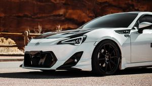 Preview wallpaper toyota gt86, toyota, car, white, road, rocks