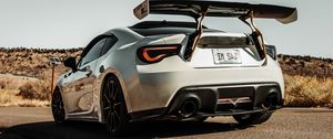 Preview wallpaper toyota gt86, toyota, car, white, road, back view