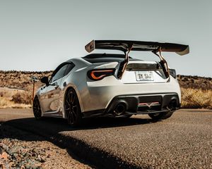 Preview wallpaper toyota gt86, toyota, car, white, road, back view