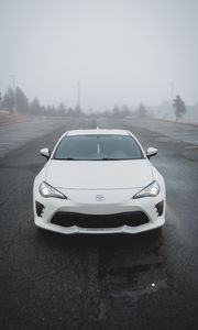 Preview wallpaper toyota gt86, toyota, car, white, road, fog