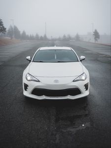 Preview wallpaper toyota gt86, toyota, car, white, road, fog