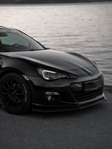 Preview wallpaper toyota gt86, toyota, car, black, coast