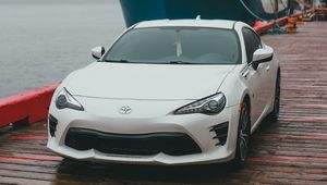 Preview wallpaper toyota gt86, toyota, car, white, ship, dock