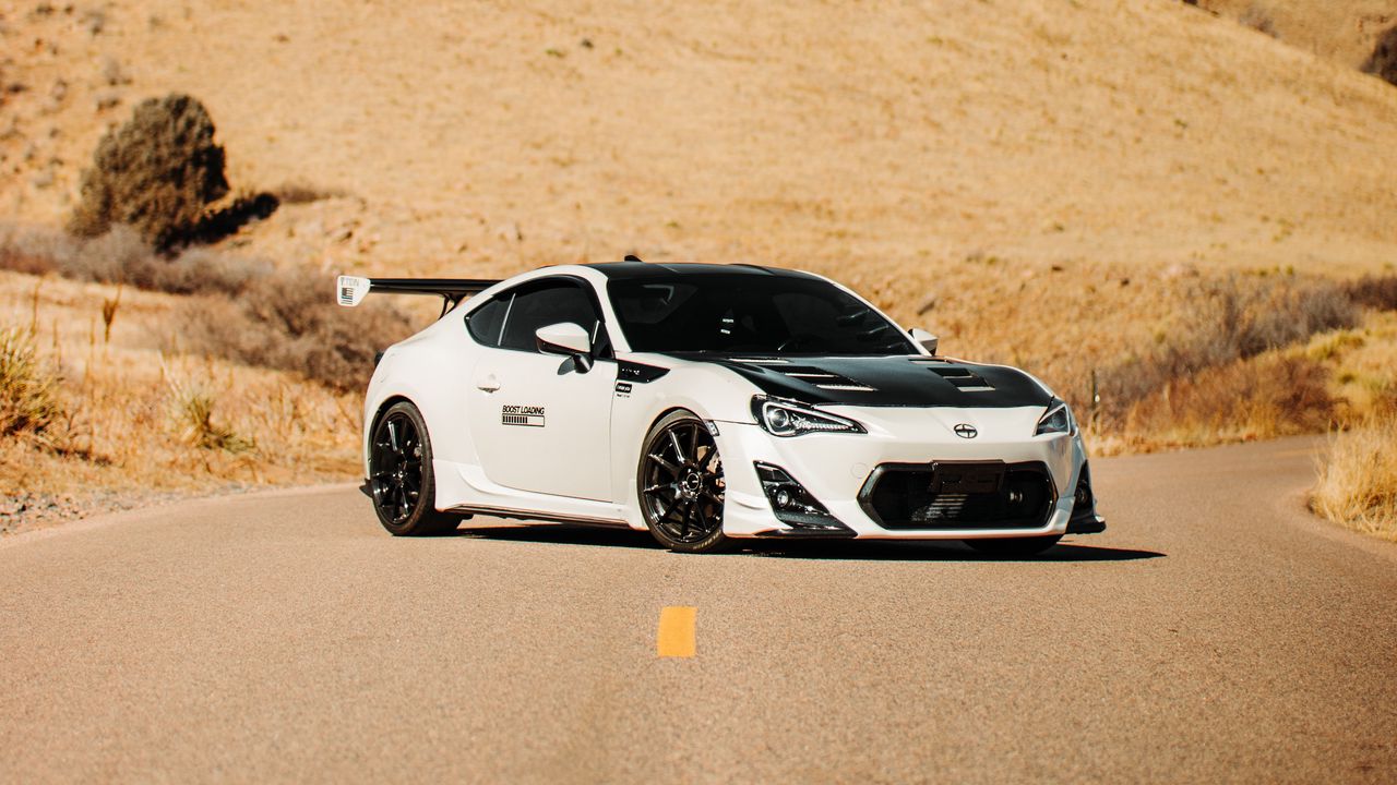 Wallpaper toyota gt86, toyota, sports car, car, white, road, hills