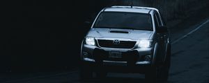 Preview wallpaper toyota hilux, toyota, car, suv, gray, road, dark