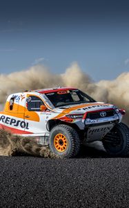 Preview wallpaper toyota hilux, toyota, car, rally, dust