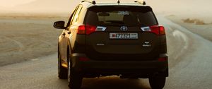 Preview wallpaper toyota rav4, toyota, car, suv, black, road