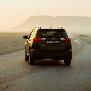 Preview wallpaper toyota rav4, toyota, car, suv, black, road