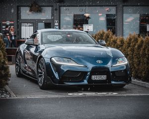 Preview wallpaper toyota supra mk5, car, sportscar, supercar, blue, front view