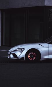 Preview wallpaper toyota supra, toyota, car, sports car, white, road