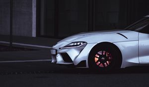 Preview wallpaper toyota supra, toyota, car, sports car, white, road