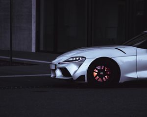 Preview wallpaper toyota supra, toyota, car, sports car, white, road